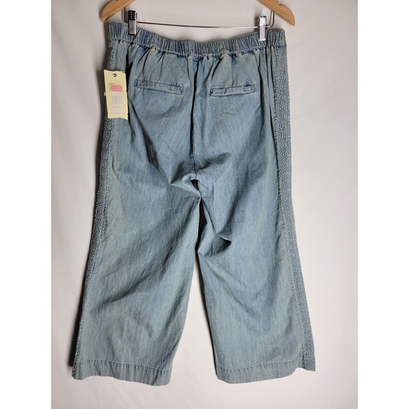 NWT Reba Womens Jeans Size 10 Blue Embroidered High Rise Elastic Waist Pockets - Picture 4 of 8